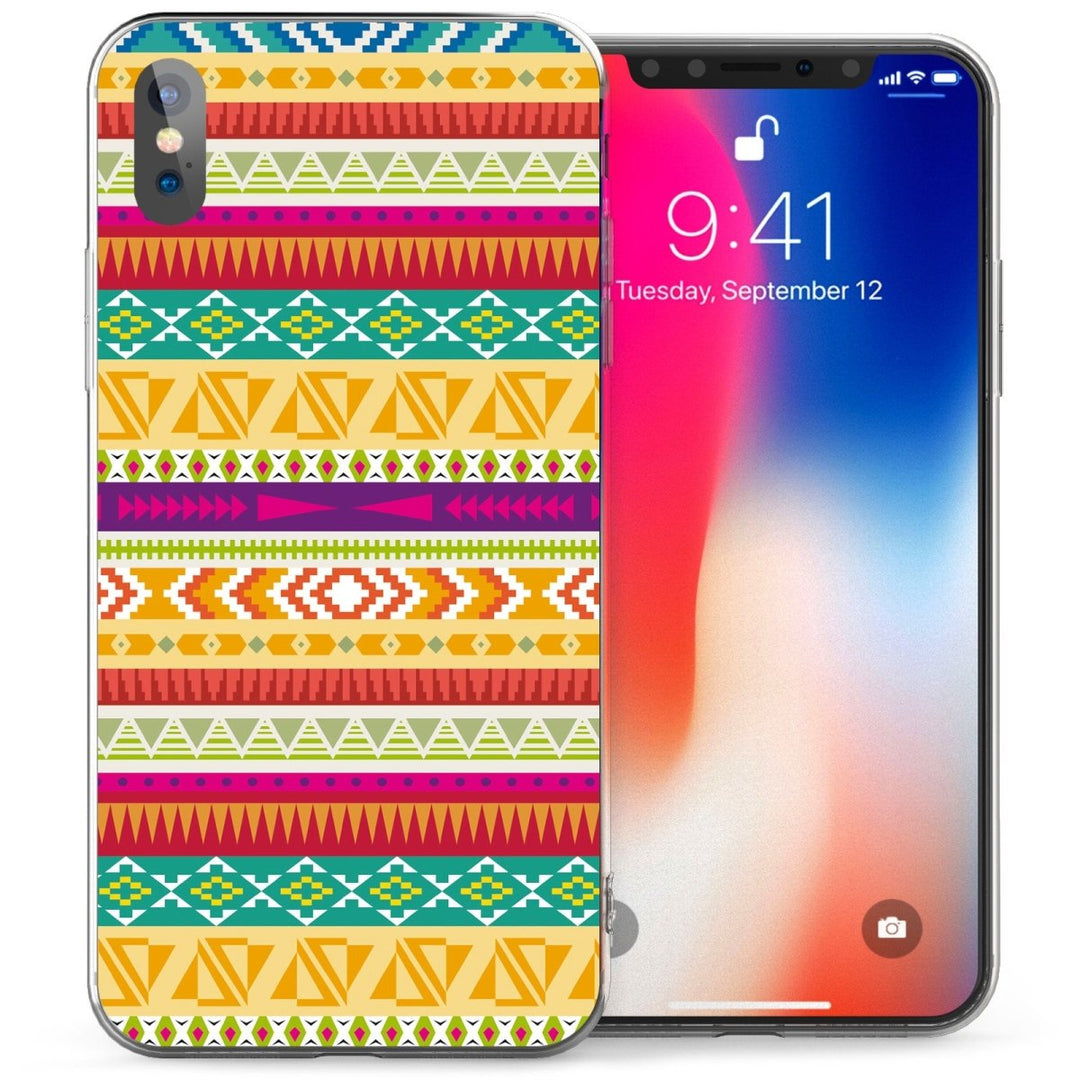 iPhone X Rainbow Aztec TPU Gel Case - Mobile Madhouse