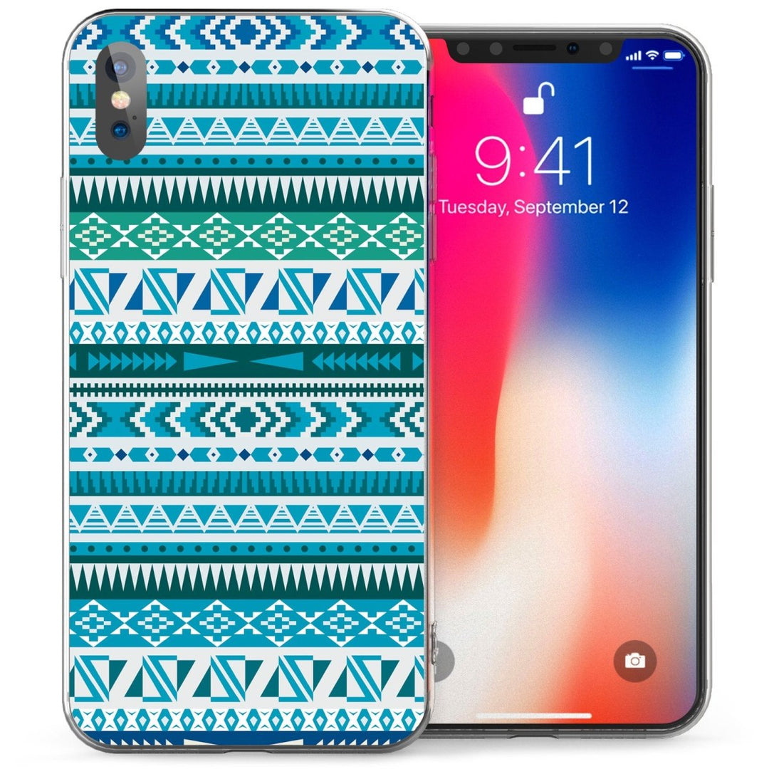 iPhone X Blue Aztec TPU Gel Case - Mobile Madhouse