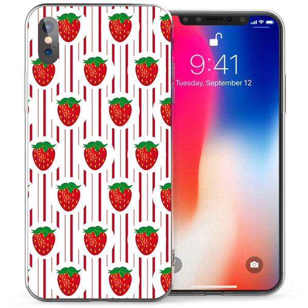 iPhone X Strawberry Stripe TPU Gel Case - Red - Mobile Madhouse