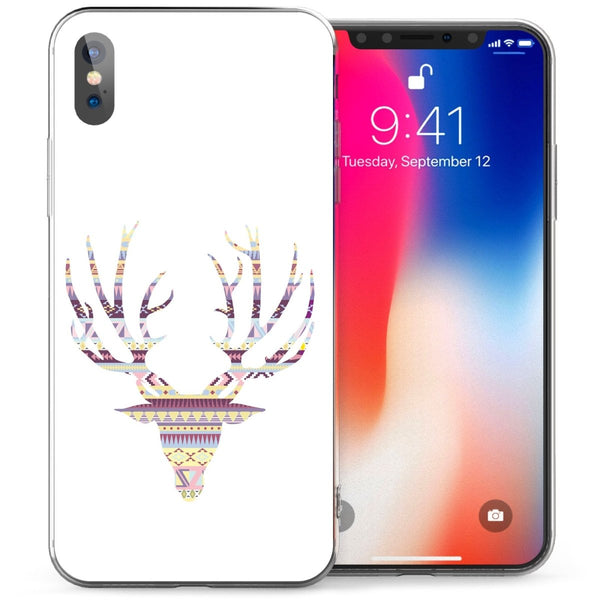 iPhone X Aztec Fairisle Stag Deer TPU Gel Case - Purple - Mobile Madhouse