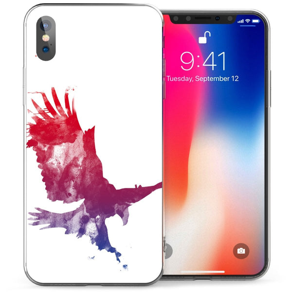 iPhone X Eagle Colour Splash TPU Gel Case - Red - Mobile Madhouse