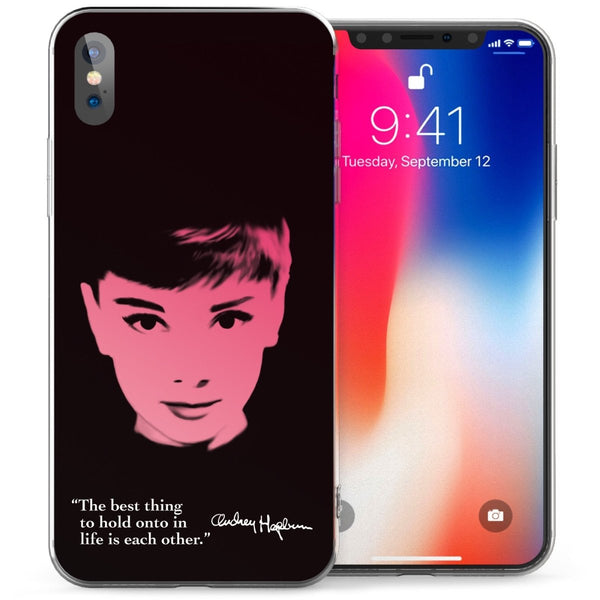 iPhone X Audrey Hepburn Quote TPU Gel Case - Black / Pink - Mobile Madhouse