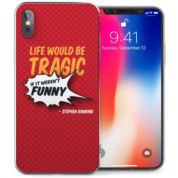 iPhone X Stephen Hawking Funny Inspiring Quote TPU Gel Case - Red - Mobile Madhouse