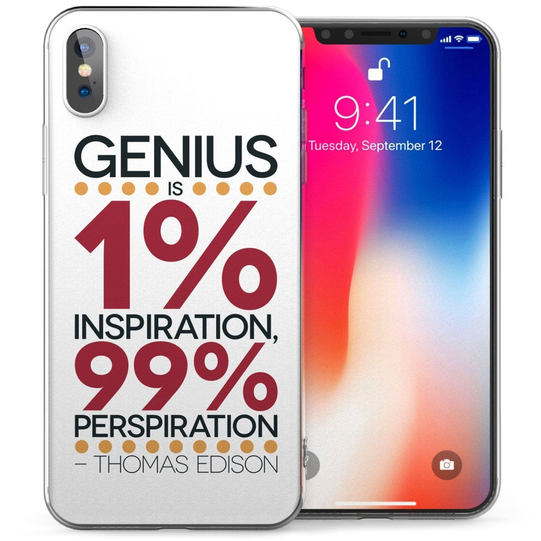 iPhone X Thomas Edison Inspiring Quote TPU Gel Case - White - Mobile Madhouse