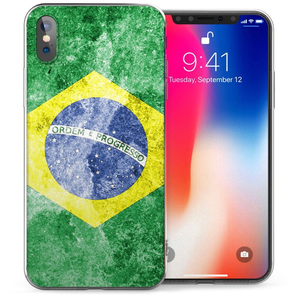 iPhone X Brazil Vintage Faded Flag TPU Gel Case - Mobile Madhouse