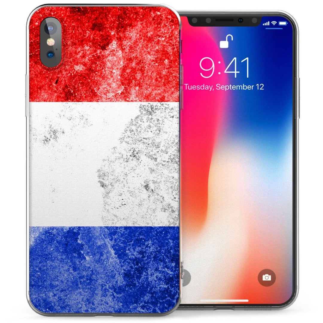 iPhone X France Retro Faded Flag TPU Gel Case - Mobile Madhouse