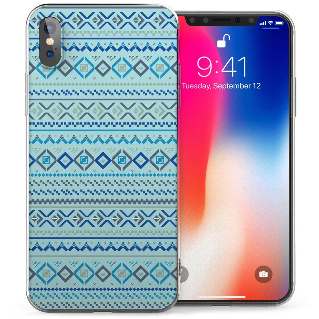 iPhone X Fairisle Trendy Fashion TPU Gel Case - Blue / White - Mobile Madhouse