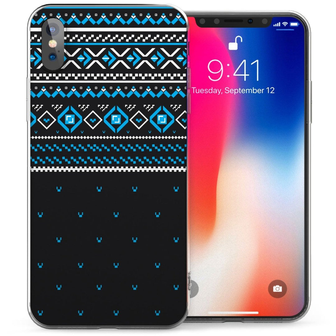 iPhone X Fairisle Dots Jumper TPU Gel Case - Black / Blue - Mobile Madhouse