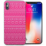 iPhone X Aztec Hearts Jumper TPU Gel Case - Pink / White