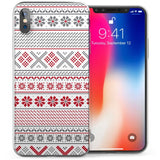 iPhone X Aztec Snowflakes Jumper TPU Gel Case - White / Red - Mobile Madhouse