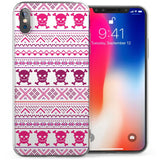 iPhone X Aztec Skulls Jumper TPU Gel Case - White / Pink - Mobile Madhouse