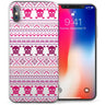 iPhone X Aztec Skulls Jumper TPU Gel Case - White / Pink