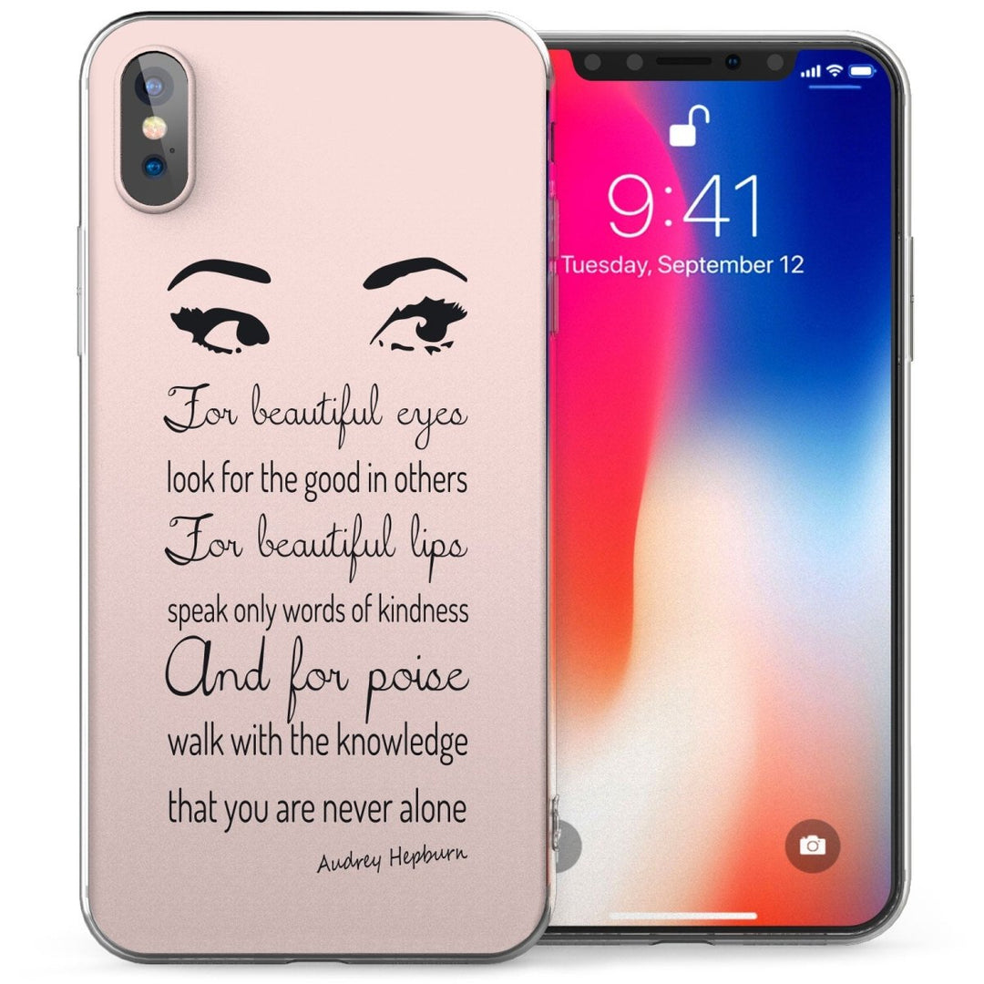 iPhone X Audrey Hepburn Beautiful Eyes Quote TPU Gel Case - Mobile Madhouse