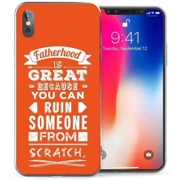 iPhone X Inspiring Fatherhood Quote TPU Gel Case - Orange - Mobile Madhouse