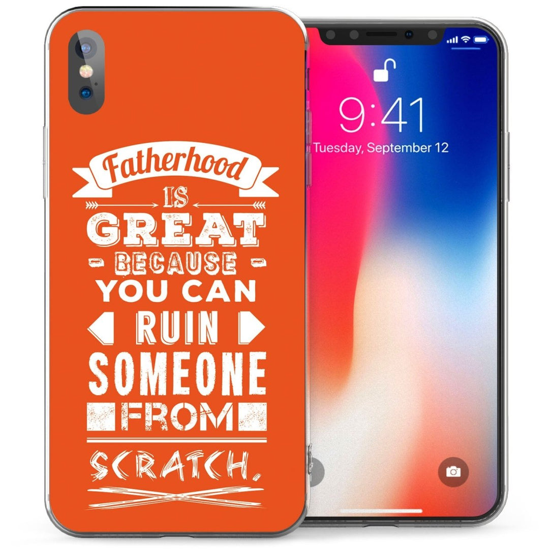 iPhone X Inspiring Fatherhood Quote TPU Gel Case - Orange - Mobile Madhouse