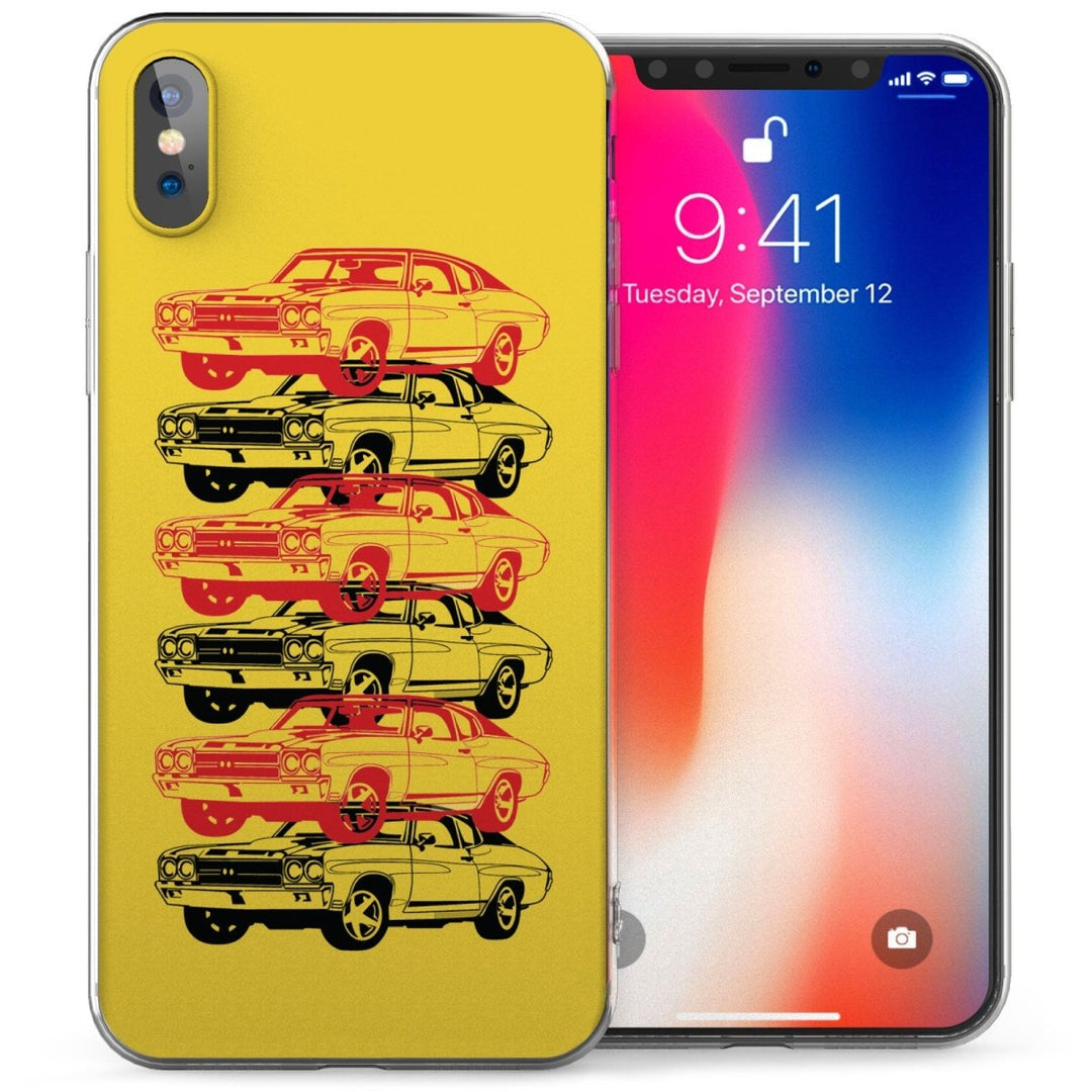 iPhone X American Retro Sports Car TPU Gel Case - Yellow - Mobile Madhouse