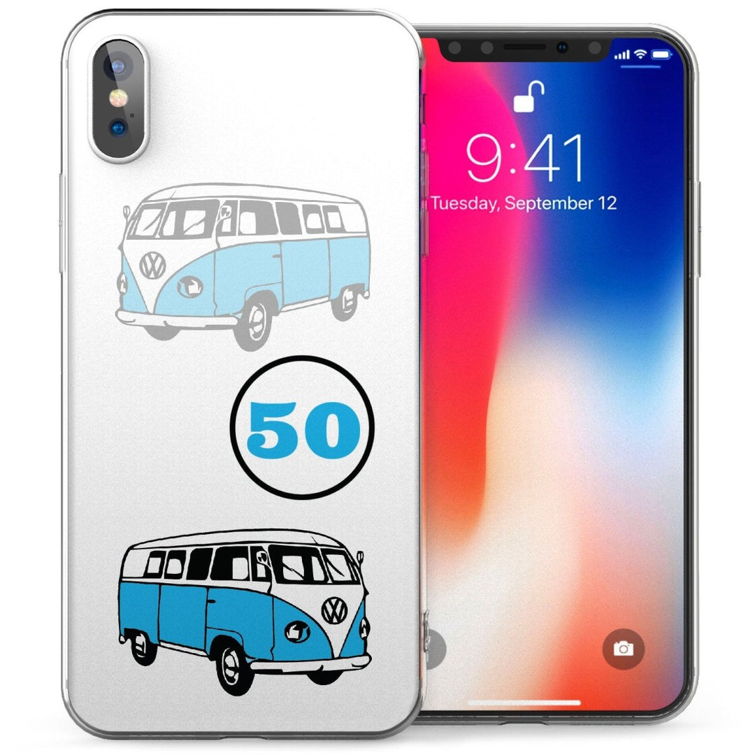 iPhone X Retro Camper Van TPU Gel Case - Blue - Mobile Madhouse