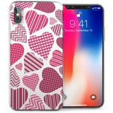 iPhone X Abstract Heart Collage TPU Gel Case - Pink - Mobile Madhouse