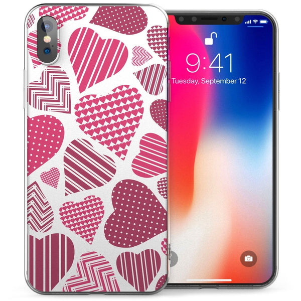 iPhone X Abstract Heart Collage TPU Gel Case - Pink - Mobile Madhouse