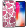 iPhone X Abstract Heart Collage TPU Gel Case - Pink
