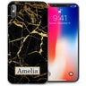 iPhone X Marble Personalised Name TPU Gel Case - Black / Gold