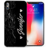 iPhone X Marble Italic Hearts Personalised TPU Gel Case - Black
