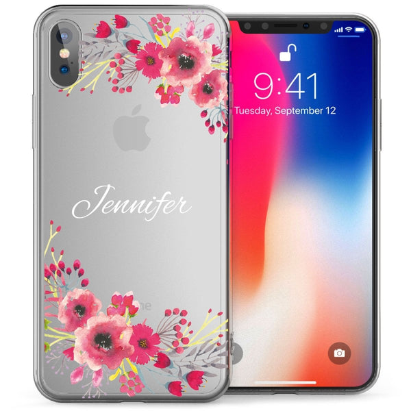 iPhone X Floral Personalised TPU Gel Case - Mobile Madhouse