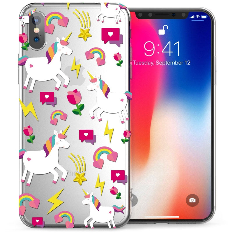 iPhone X Unicorn Rainbows and Hearts TPU Gel Case - Mobile Madhouse