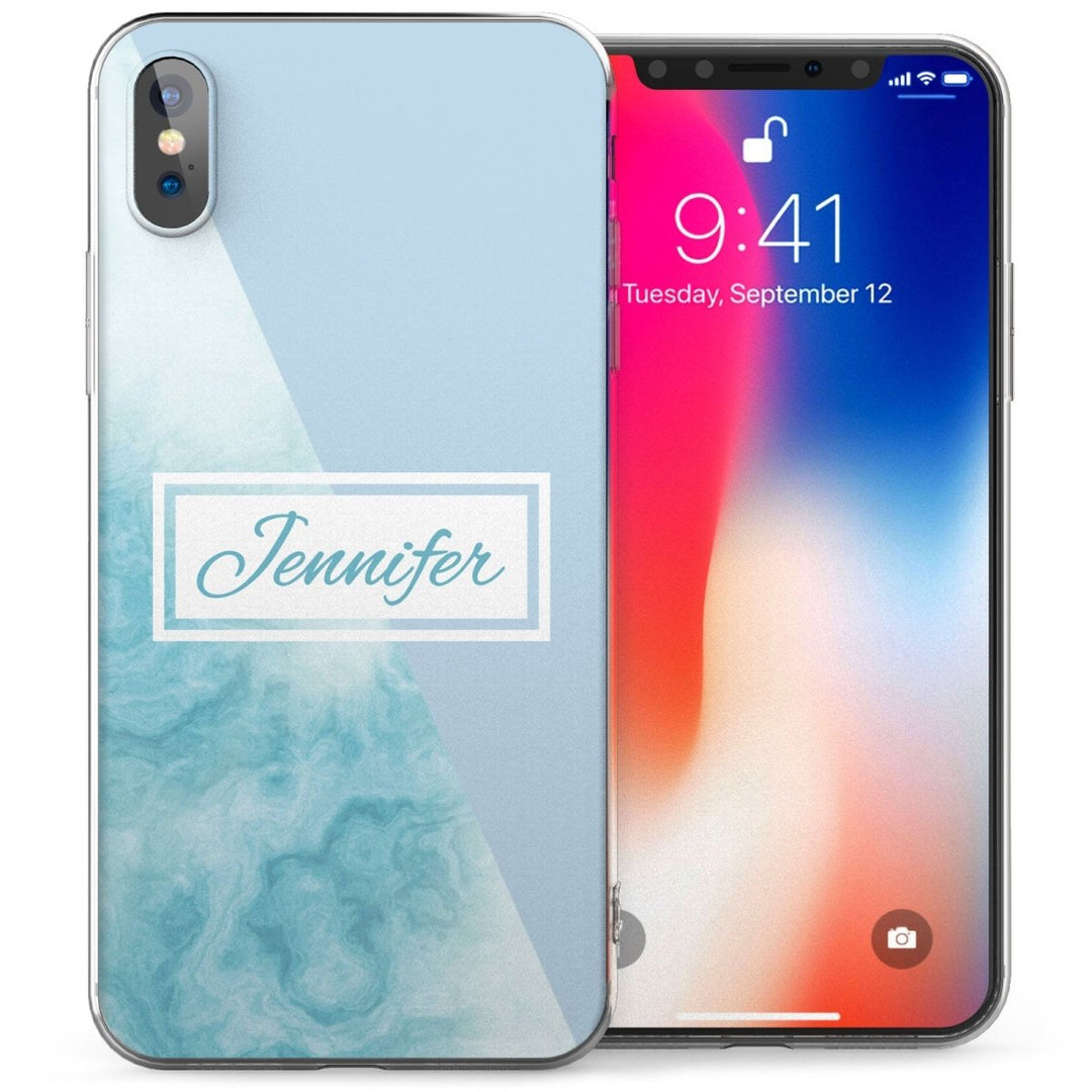 iPhone X Cloudy Personalised TPU Gel Case - Blue - Mobile Madhouse