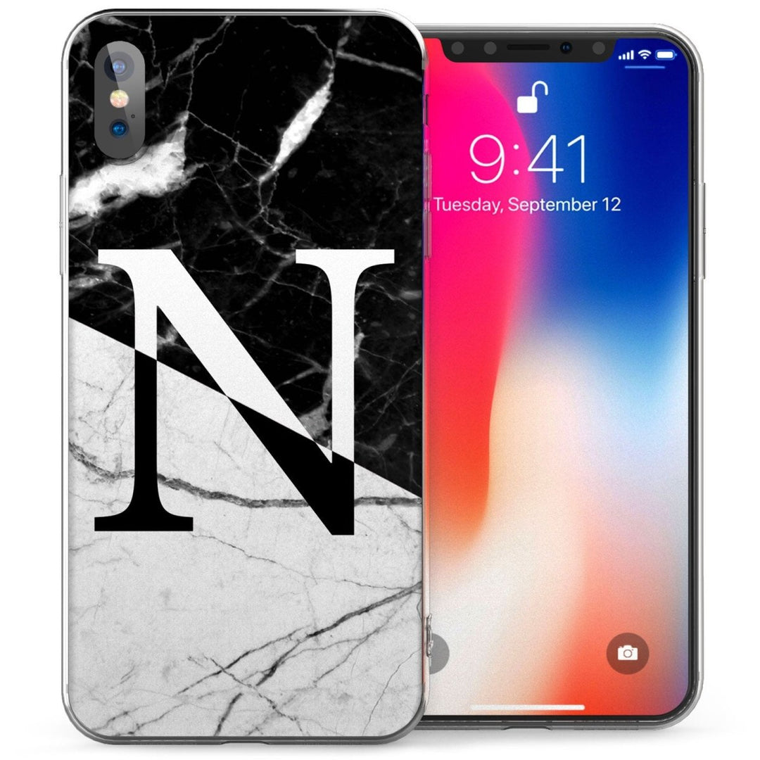 iPhone X Marble Personalised Initial TPU Gel Case - Mobile Madhouse