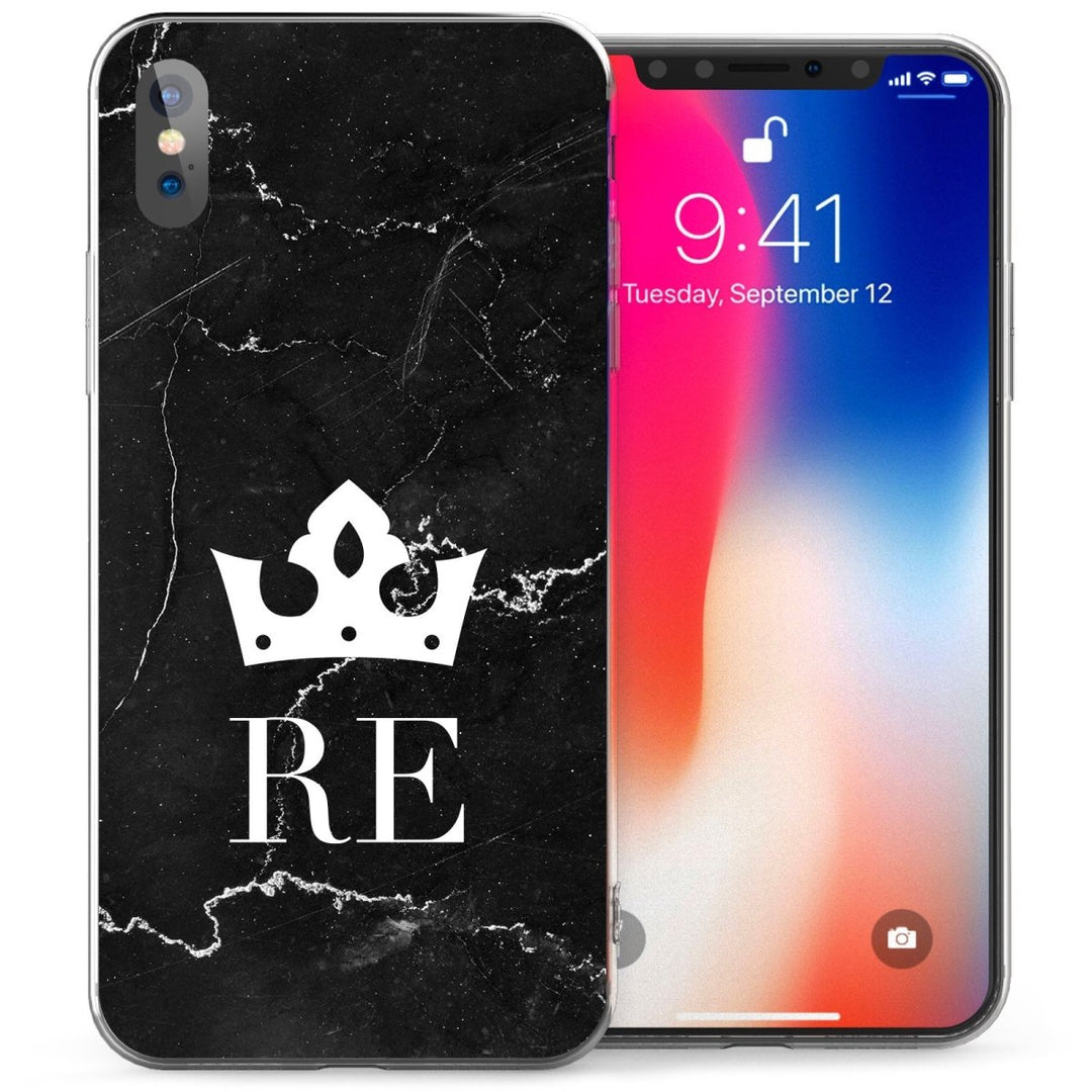 iPhone X Marble Crown Initials TPU Gel Case - Mobile Madhouse