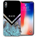 iPhone X Marble Arrow Personalised TPU Gel Case - Blue - Mobile Madhouse