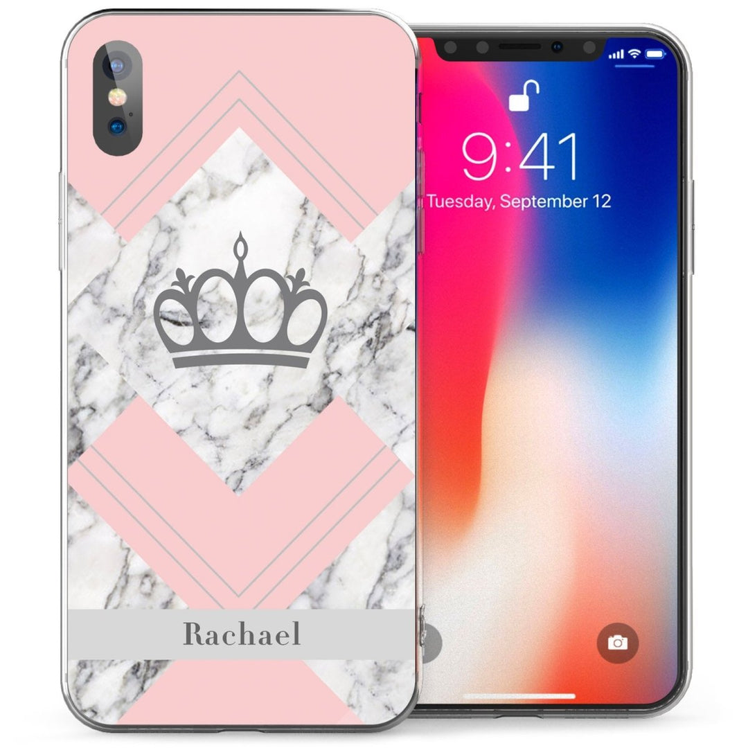 iPhone X Pink Marble Personalised TPU Gel Case - Mobile Madhouse