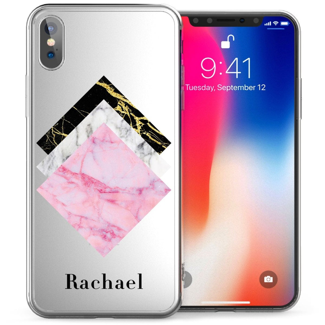 iPhone X Marble Tiles Personalised TPU Gel Case - Mobile Madhouse