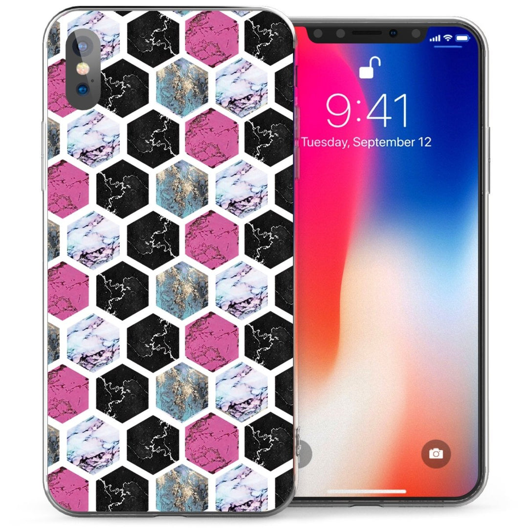 iPhone X Marble Hexagons TPU Gel Case - Mobile Madhouse