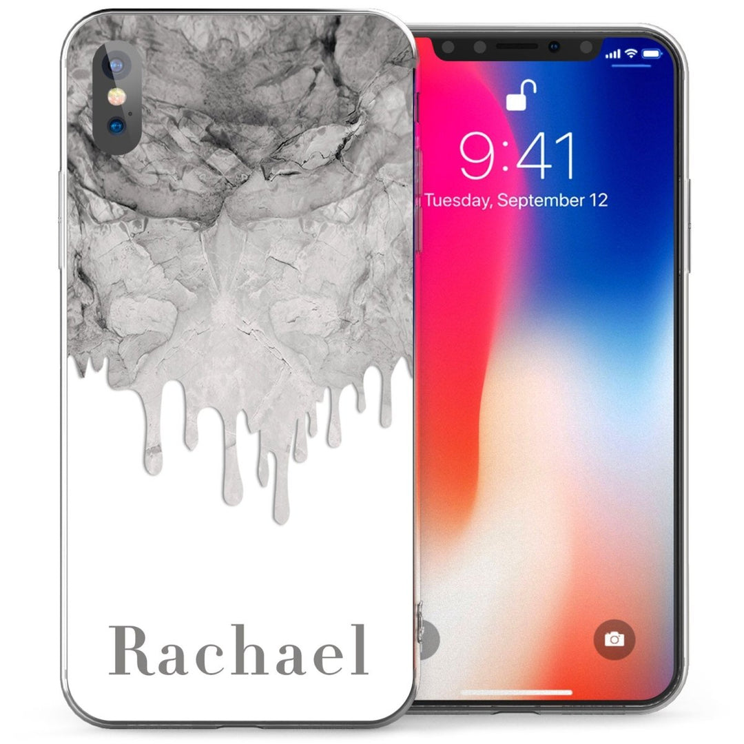 iPhone X Marble Melt Personalised TPU Gel Case - Grey - Mobile Madhouse