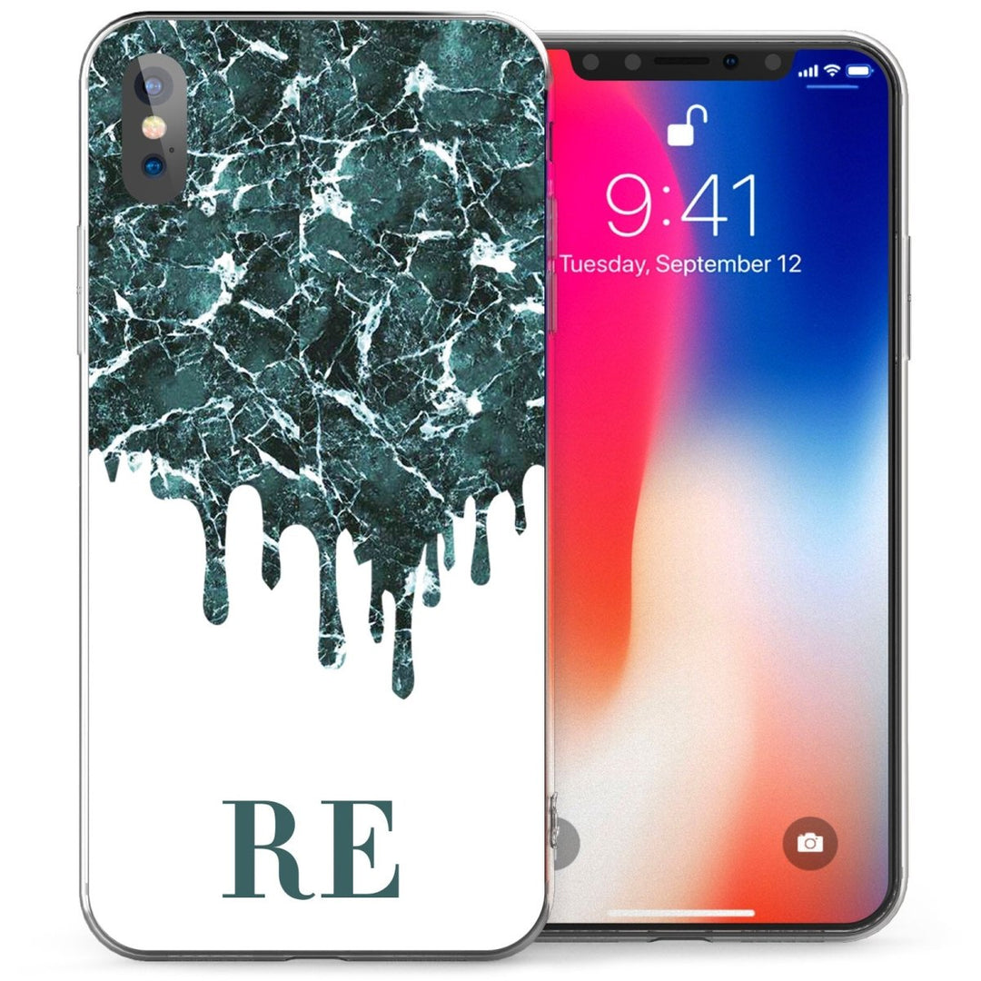 iPhone X Marble Melt Personalised TPU Gel Case - Green - Mobile Madhouse