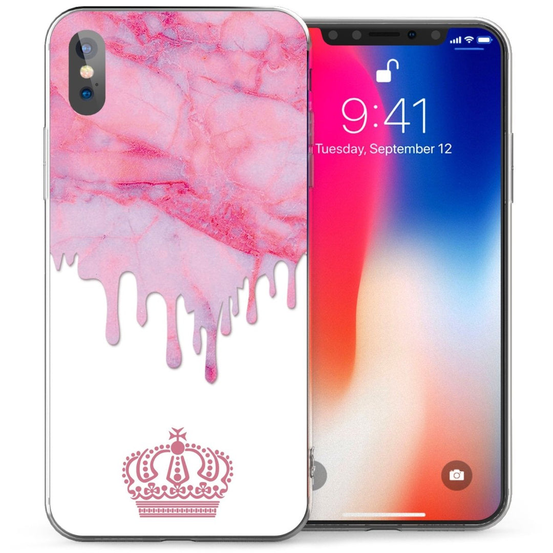 iPhone X Marble Melt Crown TPU Gel Case - Pink - Mobile Madhouse