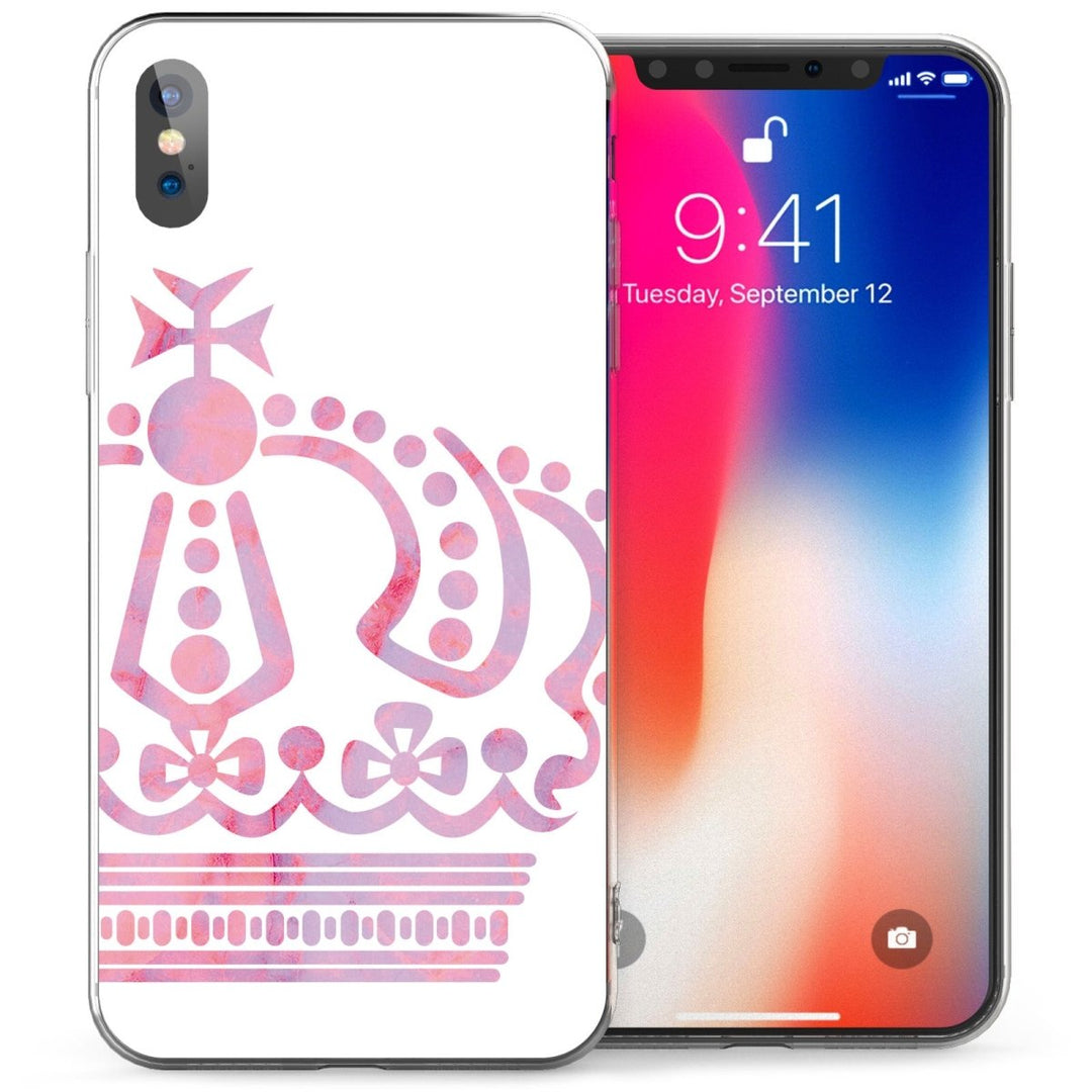iPhone X Pastel Crown TPU Gel Case - Pink - Mobile Madhouse