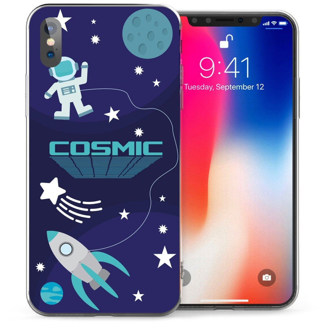iPhone X Cosmic Space Cartoon TPU Gel Case - Blue - Mobile Madhouse