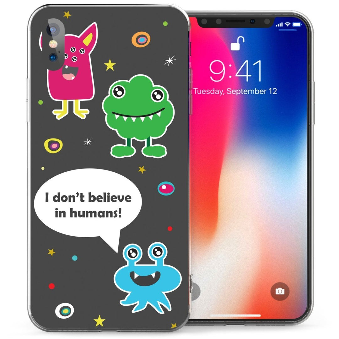 iPhone X Humans Aliens TPU Gel Case - Black - Mobile Madhouse