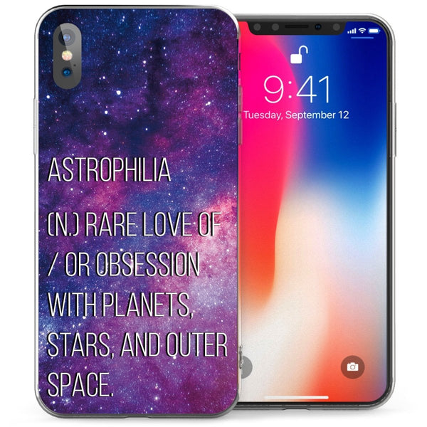 iPhone X Astrophilia Quote TPU Gel Case - Purple - Mobile Madhouse