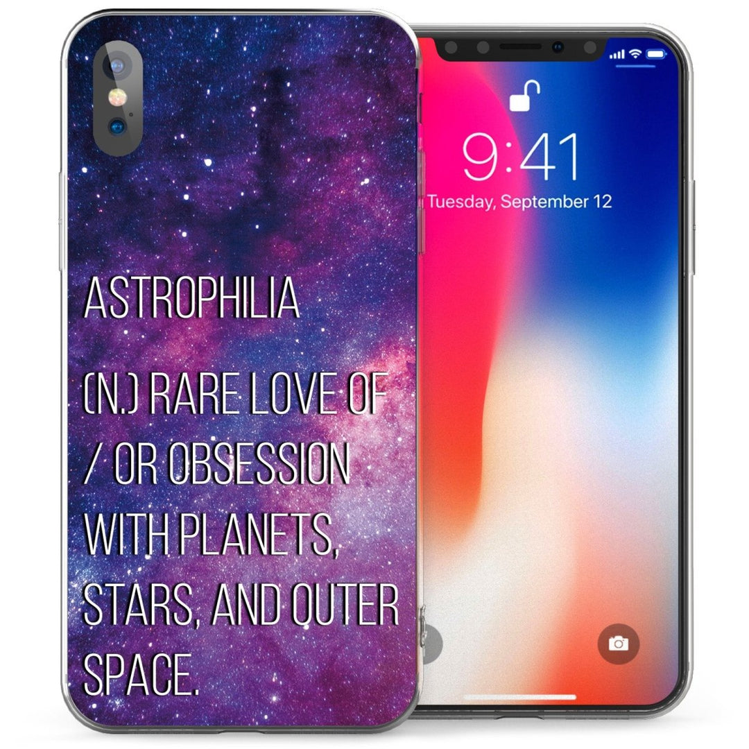 iPhone X Astrophilia Quote TPU Gel Case - Purple - Mobile Madhouse