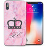 iPhone X Marble Crown Personalised TPU Gel Case - Pink
