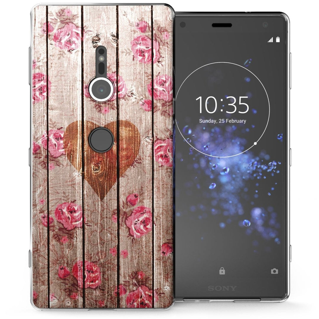 Sony Xperia XZ2 Vintage Wooden Heart TPU Gel Case - Mobile Madhouse