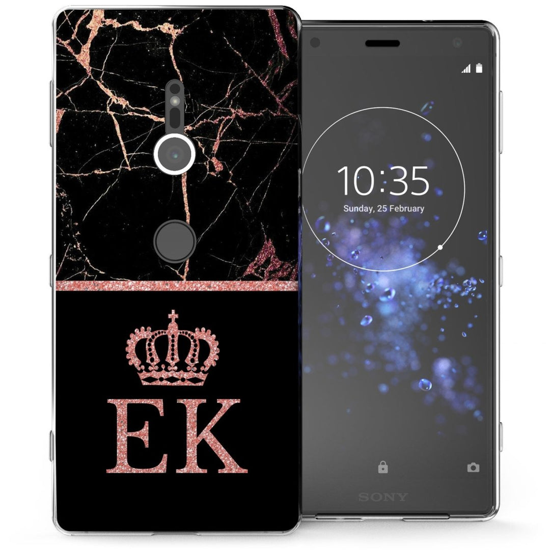 Sony Xperia XZ2 Black & Pink Marble Personalised TPU Gel Case - Mobile Madhouse