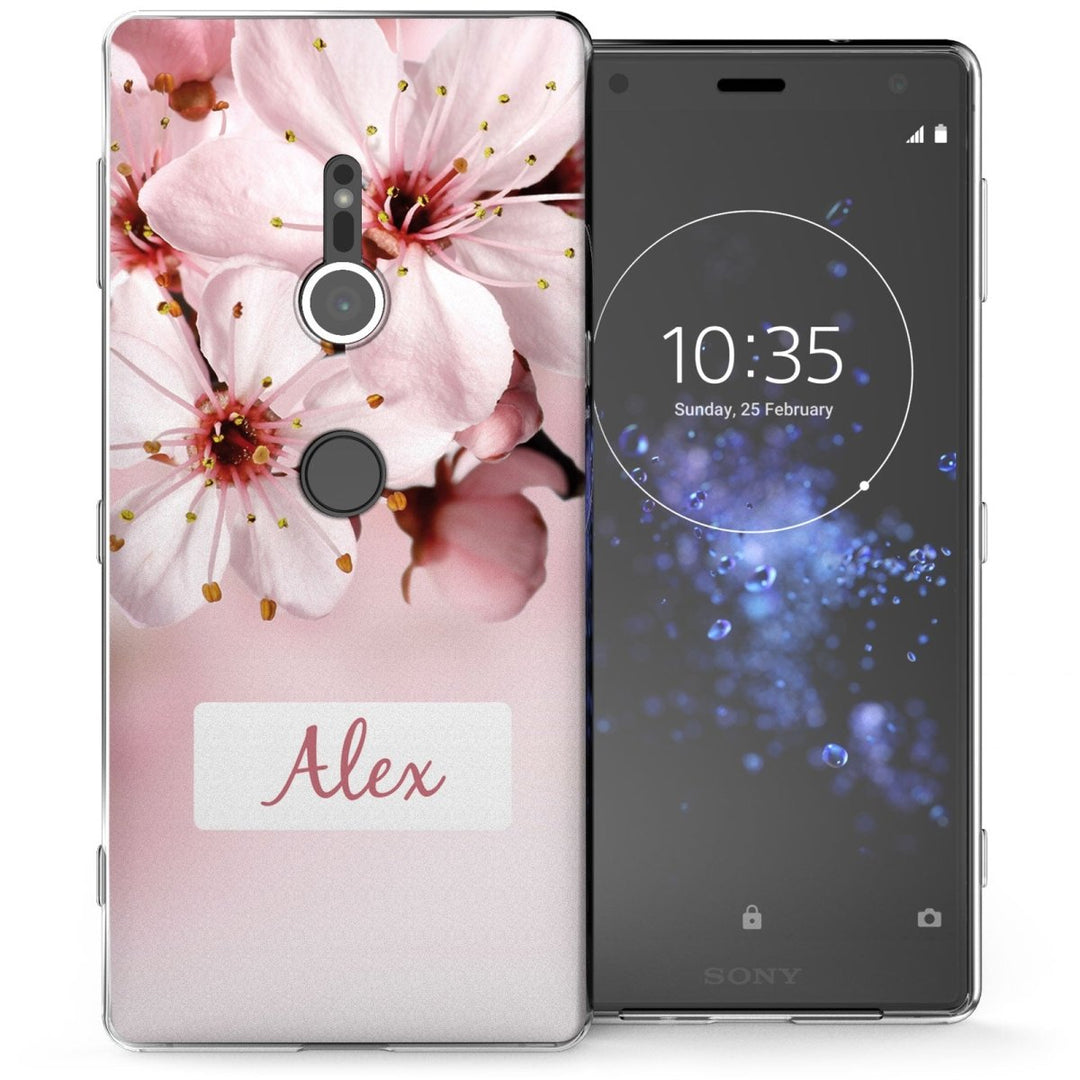 Sony Xperia XZ2 Light Pink Floral Personalised TPU Gel Case - Mobile Madhouse