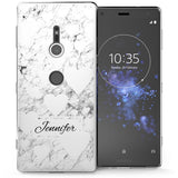 Sony Xperia XZ2 White Marble Hearts Personalised TPU Gel Case - Mobile Madhouse