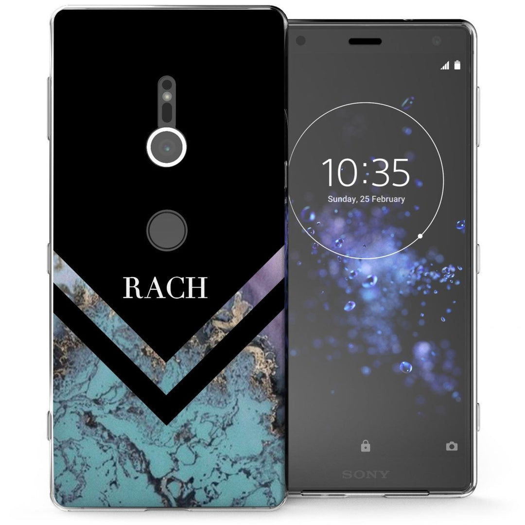 Sony Xperia XZ2 Black Blue Arrow Personalised TPU Gel Case - Mobile Madhouse
