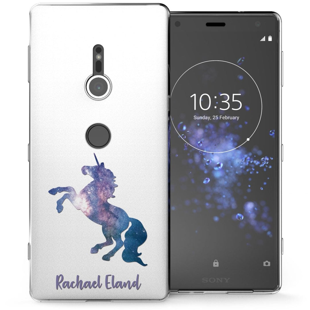Sony Xperia XZ2 Blue Unicorn Personalised TPU Gel Case - Mobile Madhouse